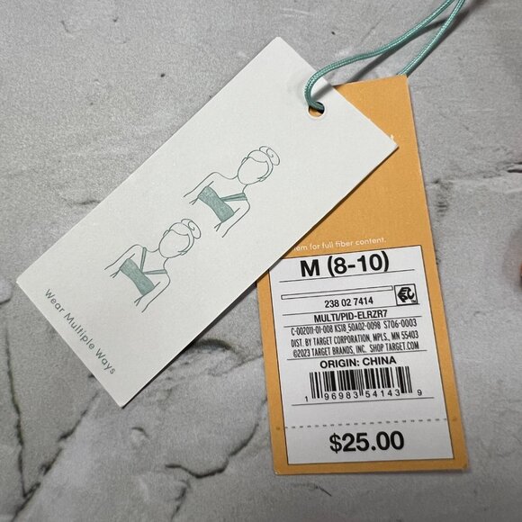 NEW Kona Sol Multi-Way Bandeau Bikini Top Size M Orange Floral Print TARGET NWT - Picture 5 of 11